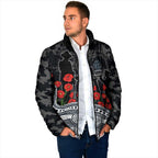 Carlton Blues ANZAC Day Padded Jacket Indigenous Dot Art with Poppy Flower Tribute