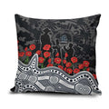 Carlton Blues ANZAC Day Pillow Cover Indigenous Dot Art with Poppy Flower Tribute