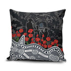 Carlton Blues ANZAC Day Pillow Cover Indigenous Dot Art with Poppy Flower Tribute