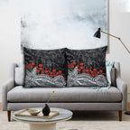 Carlton Blues ANZAC Day Pillow Cover Indigenous Dot Art with Poppy Flower Tribute