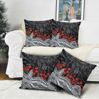 Carlton Blues ANZAC Day Pillow Cover Indigenous Dot Art with Poppy Flower Tribute