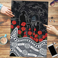 Carlton Blues ANZAC Day Puzzle Indigenous Dot Art with Poppy Flower Tribute
