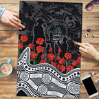 Carlton Blues ANZAC Day Puzzle Indigenous Dot Art with Poppy Flower Tribute