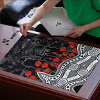 Carlton Blues ANZAC Day Puzzle Indigenous Dot Art with Poppy Flower Tribute