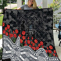 Carlton Blues ANZAC Day Quilt Indigenous Dot Art with Poppy Flower Tribute