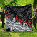 Carlton Blues ANZAC Day Quilt Indigenous Dot Art with Poppy Flower Tribute