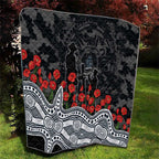 Carlton Blues ANZAC Day Quilt Indigenous Dot Art with Poppy Flower Tribute