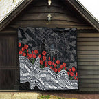 Carlton Blues ANZAC Day Quilt Indigenous Dot Art with Poppy Flower Tribute