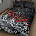 Carlton Blues ANZAC Day Quilt Bed Set Indigenous Dot Art with Poppy Flower Tribute