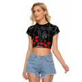 Carlton Blues ANZAC Day Raglan Cropped T Shirt Indigenous Dot Art with Poppy Flower Tribute