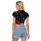 Carlton Blues ANZAC Day Raglan Cropped T Shirt Indigenous Dot Art with Poppy Flower Tribute