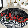 Carlton Blues ANZAC Day Round Carpet Indigenous Dot Art with Poppy Flower Tribute