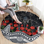 Carlton Blues ANZAC Day Round Carpet Indigenous Dot Art with Poppy Flower Tribute