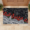 Carlton Blues ANZAC Day Rubber Doormat Indigenous Dot Art with Poppy Flower Tribute