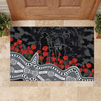 Carlton Blues ANZAC Day Rubber Doormat Indigenous Dot Art with Poppy Flower Tribute