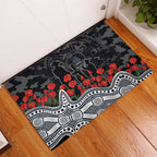 Carlton Blues ANZAC Day Rubber Doormat Indigenous Dot Art with Poppy Flower Tribute
