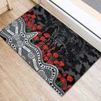 Carlton Blues ANZAC Day Rubber Doormat Indigenous Dot Art with Poppy Flower Tribute