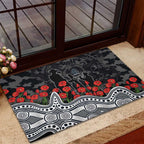 Carlton Blues ANZAC Day Rubber Doormat Indigenous Dot Art with Poppy Flower Tribute