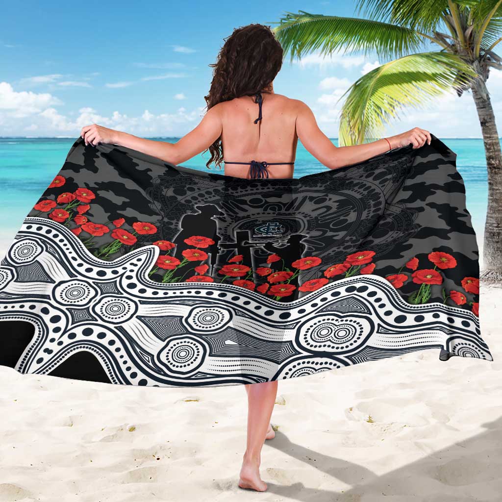 Carlton Blues ANZAC Day Sarong Indigenous Dot Art with Poppy Flower Tribute
