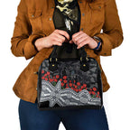 Carlton Blues ANZAC Day Shoulder Handbag Indigenous Dot Art with Poppy Flower Tribute