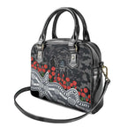 Carlton Blues ANZAC Day Shoulder Handbag Indigenous Dot Art with Poppy Flower Tribute