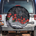 Carlton Blues ANZAC Day Spare Tire Cover Indigenous Dot Art with Poppy Flower Tribute