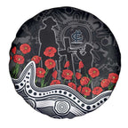 Carlton Blues ANZAC Day Spare Tire Cover Indigenous Dot Art with Poppy Flower Tribute