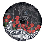 Carlton Blues ANZAC Day Spare Tire Cover Indigenous Dot Art with Poppy Flower Tribute