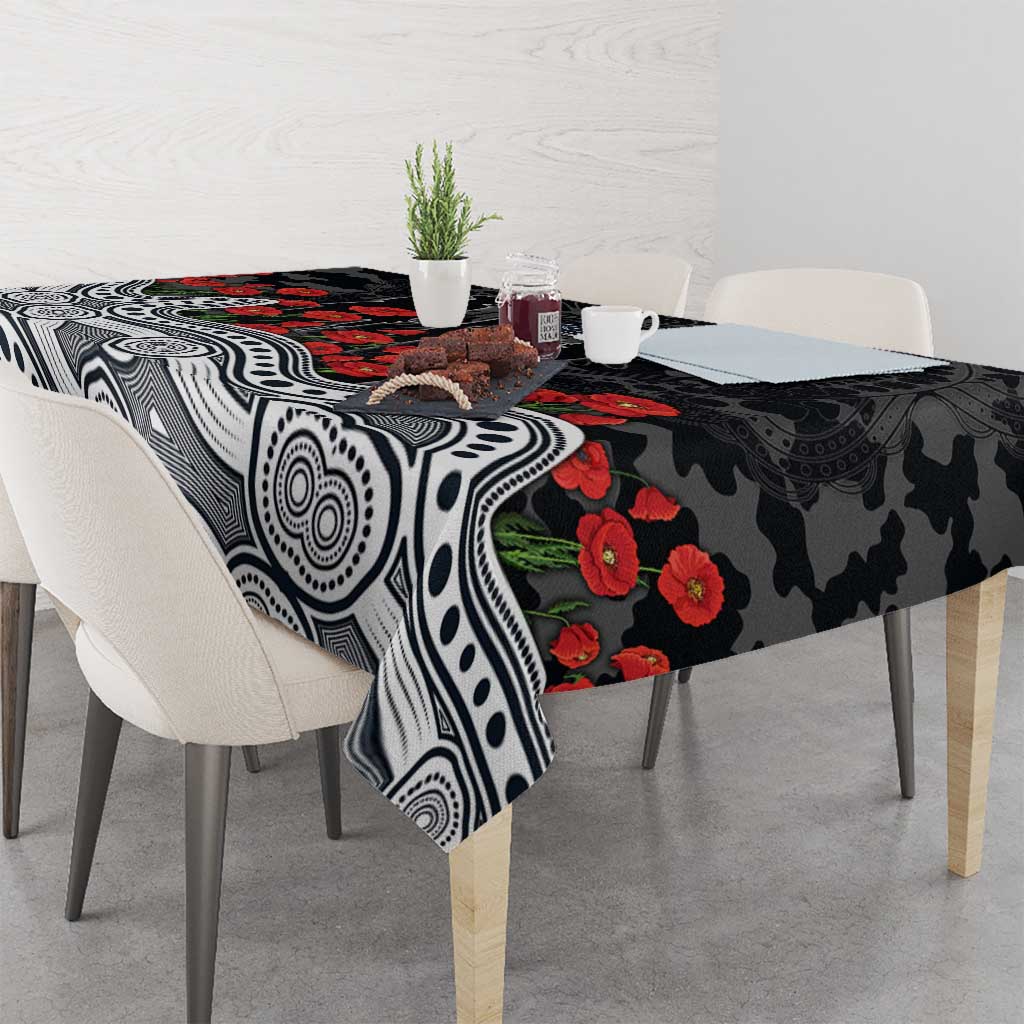 Carlton Blues ANZAC Day Tablecloth Indigenous Dot Art with Poppy Flower Tribute