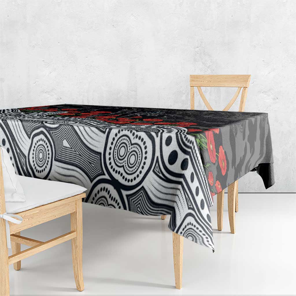 Carlton Blues ANZAC Day Tablecloth Indigenous Dot Art with Poppy Flower Tribute