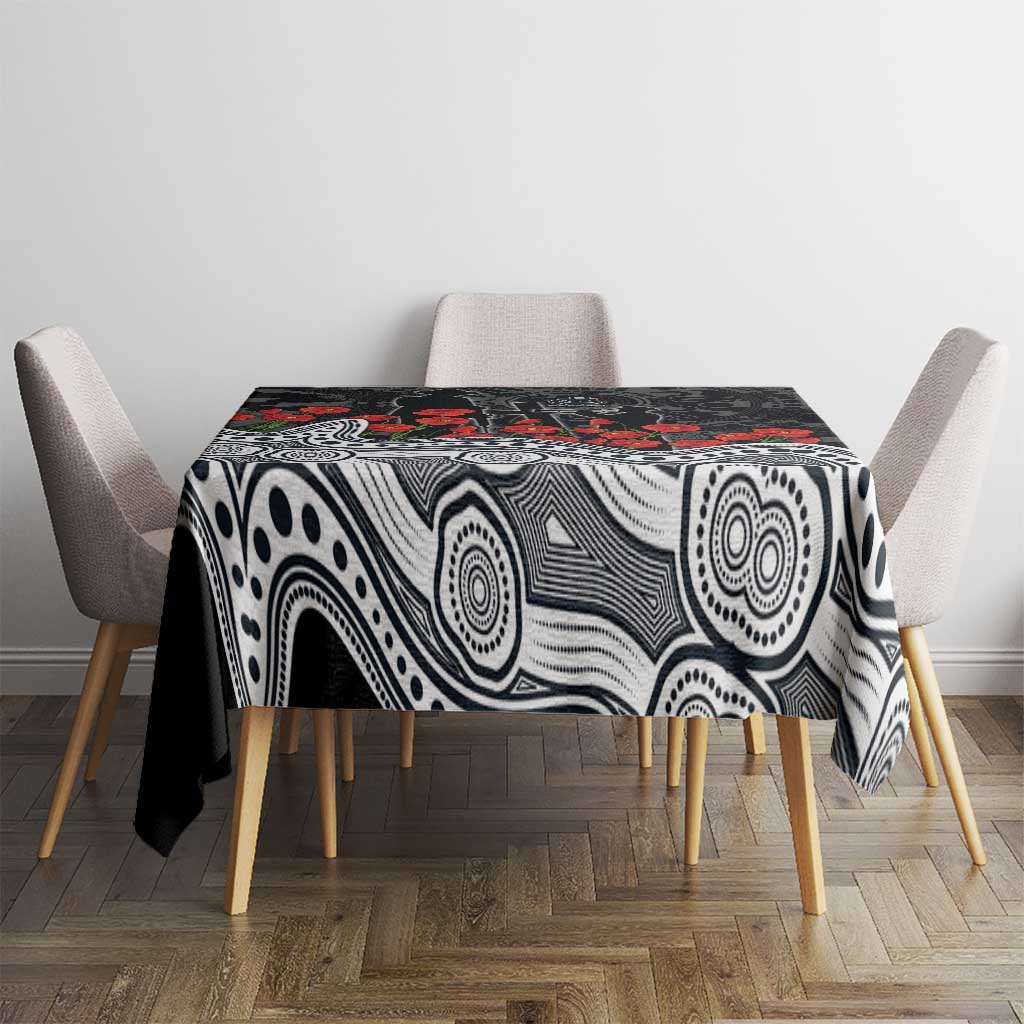 Carlton Blues ANZAC Day Tablecloth Indigenous Dot Art with Poppy Flower Tribute