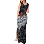 Carlton Blues ANZAC Day Tank Maxi Dress Indigenous Dot Art with Poppy Flower Tribute