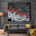 Carlton Blues ANZAC Day Tapestry Indigenous Dot Art with Poppy Flower Tribute