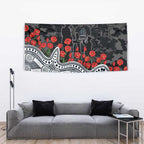 Carlton Blues ANZAC Day Tapestry Indigenous Dot Art with Poppy Flower Tribute