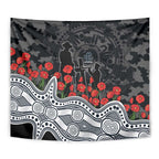 Carlton Blues ANZAC Day Tapestry Indigenous Dot Art with Poppy Flower Tribute