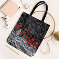 Carlton Blues ANZAC Day Tote Bag Indigenous Dot Art with Poppy Flower Tribute