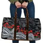 Carlton Blues ANZAC Day Travel Bag Indigenous Dot Art with Poppy Flower Tribute