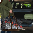Carlton Blues ANZAC Day Travel Bag Indigenous Dot Art with Poppy Flower Tribute