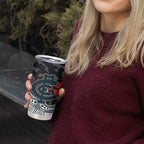 Carlton Blues ANZAC Day Tumbler Cup Indigenous Dot Art with Poppy Flower Tribute