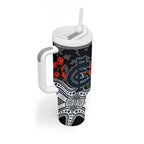 Carlton Blues ANZAC Day Tumbler With Handle Indigenous Dot Art with Poppy Flower Tribute