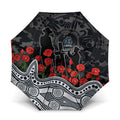 Carlton Blues ANZAC Day Umbrella Indigenous Dot Art with Poppy Flower Tribute
