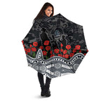Carlton Blues ANZAC Day Umbrella Indigenous Dot Art with Poppy Flower Tribute