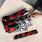 Carlton Blues ANZAC Day Umbrella Indigenous Dot Art with Poppy Flower Tribute
