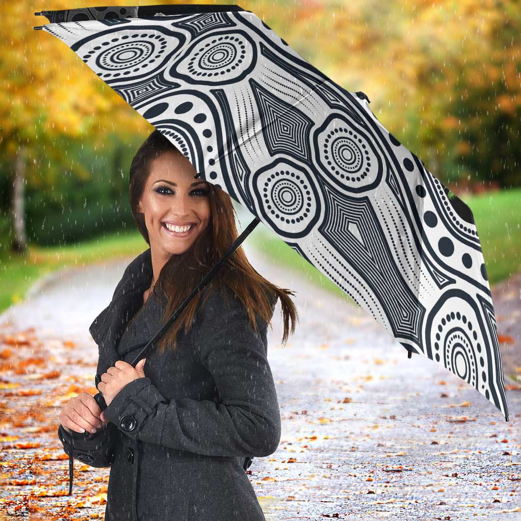 Carlton Blues ANZAC Day Umbrella Indigenous Dot Art with Poppy Flower Tribute