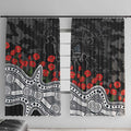Carlton Blues ANZAC Day Window Curtain Indigenous Dot Art with Poppy Flower Tribute