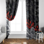 Carlton Blues ANZAC Day Window Curtain Indigenous Dot Art with Poppy Flower Tribute