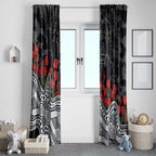 Carlton Blues ANZAC Day Window Curtain Indigenous Dot Art with Poppy Flower Tribute