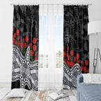 Carlton Blues ANZAC Day Window Curtain Indigenous Dot Art with Poppy Flower Tribute