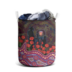 Brisbane Lions ANZAC Day Laundry Basket Indigenous Dot Art with Poppy Flower Tribute