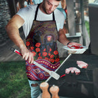 Brisbane Lions ANZAC Day Apron Indigenous Dot Art with Poppy Flower Tribute